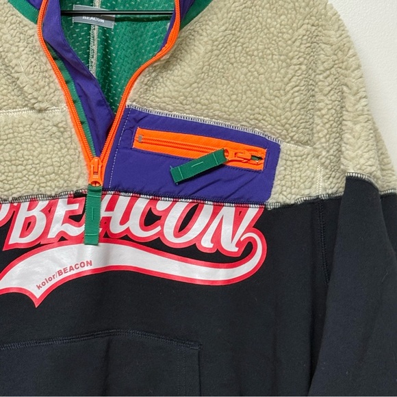KOLOR BEACON Japan 21AW Fleece‎ Jacket In Beige/Black sz 1 Small - Picture 8 of 8